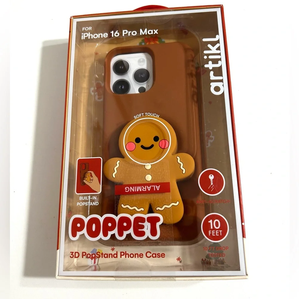 Artikl Poppet iPhone Case 16 Pro Max gingerbread man‎ stand NWT